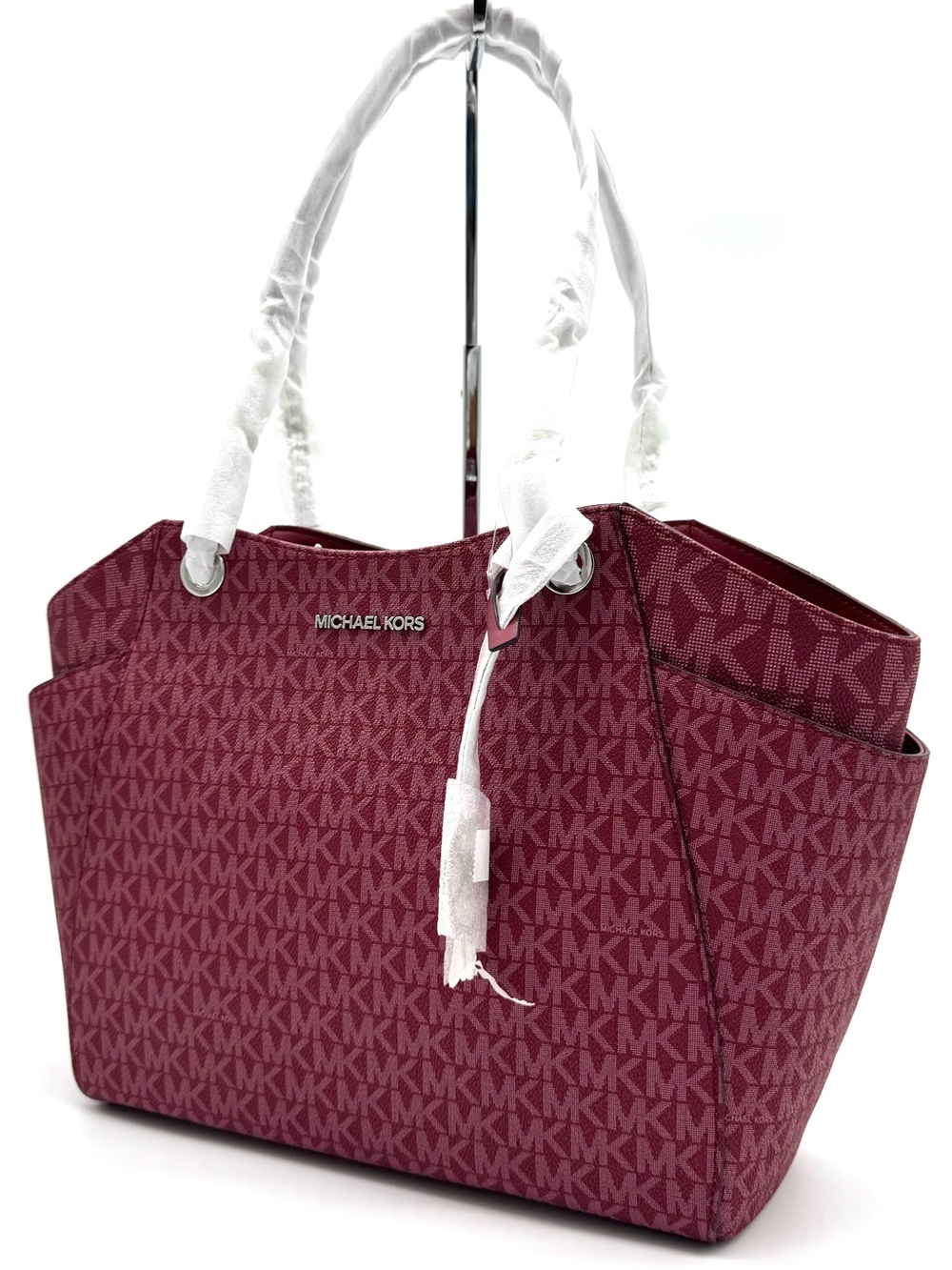 Michael Kors Jet Set Large Signature Logo Shoulder Bag - Maroon